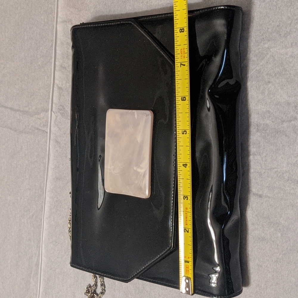 Handbag Patten Leather Evening /Pearlized Decor & Silver Hardware - Picture 11 of 15